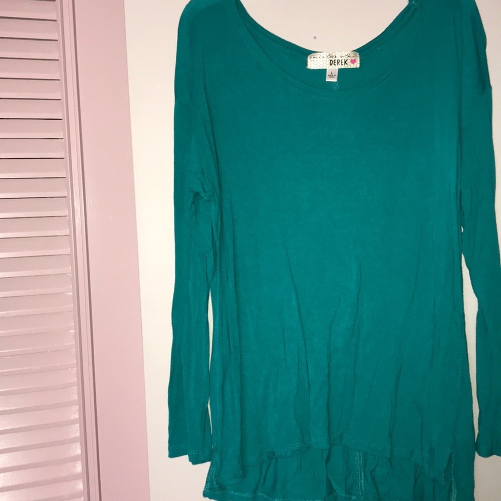 Teal Long-sleeved Blouse